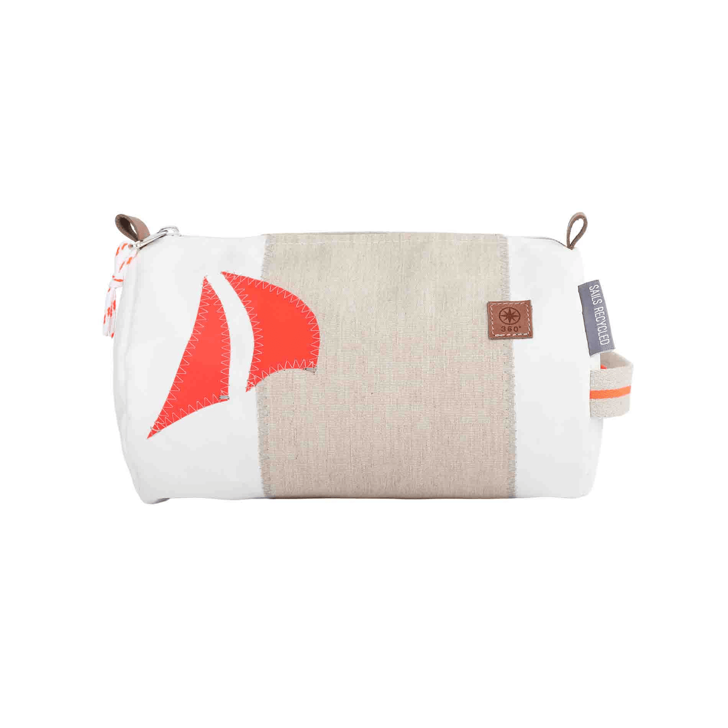 Kosmetikbeutel 360 Grad "Tonne" / Segeltuch weiß beige / Motiv RESQ orange