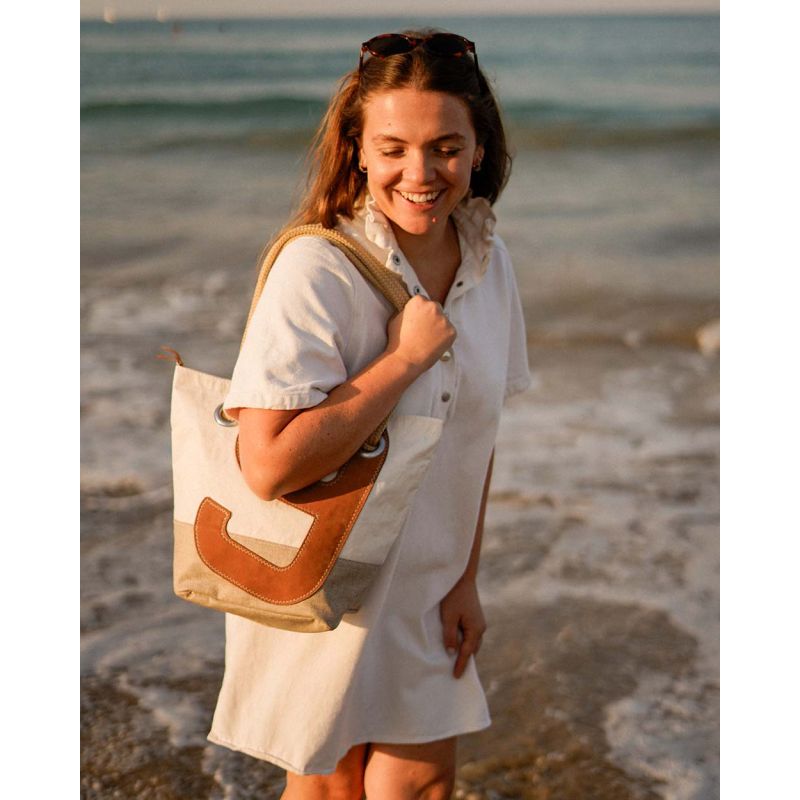 Damen Handtasche "Legende" by 727 Sailbags / Segeltuch weiß / French Riviera Kollektion