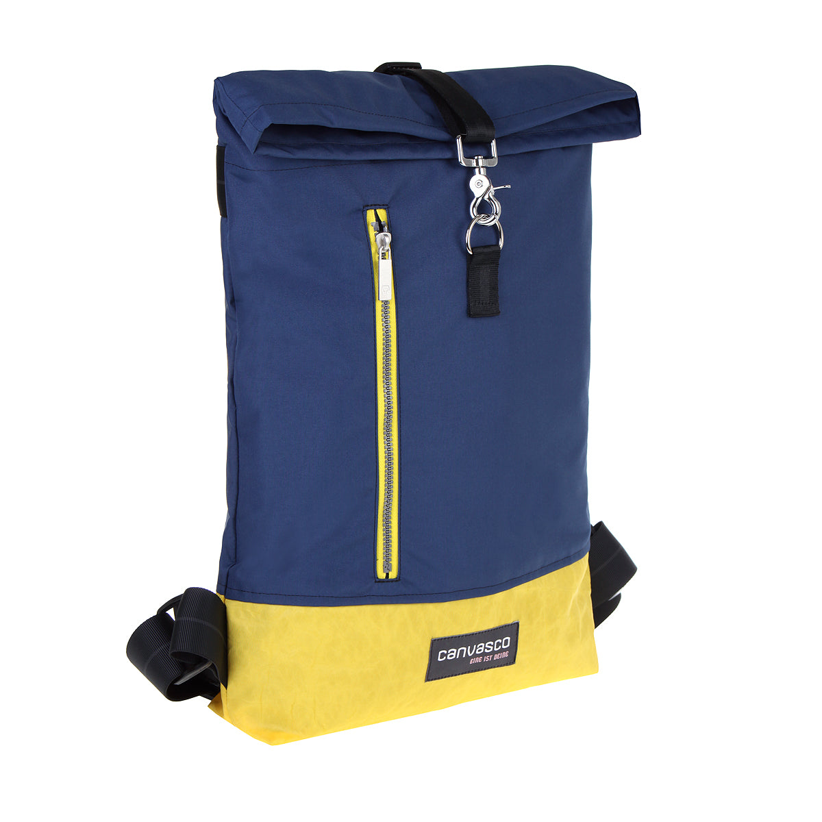 Rucksack CANVASCO "Wanda" / Segeltuch blau / Reißverschluss gelb / Boden gelb