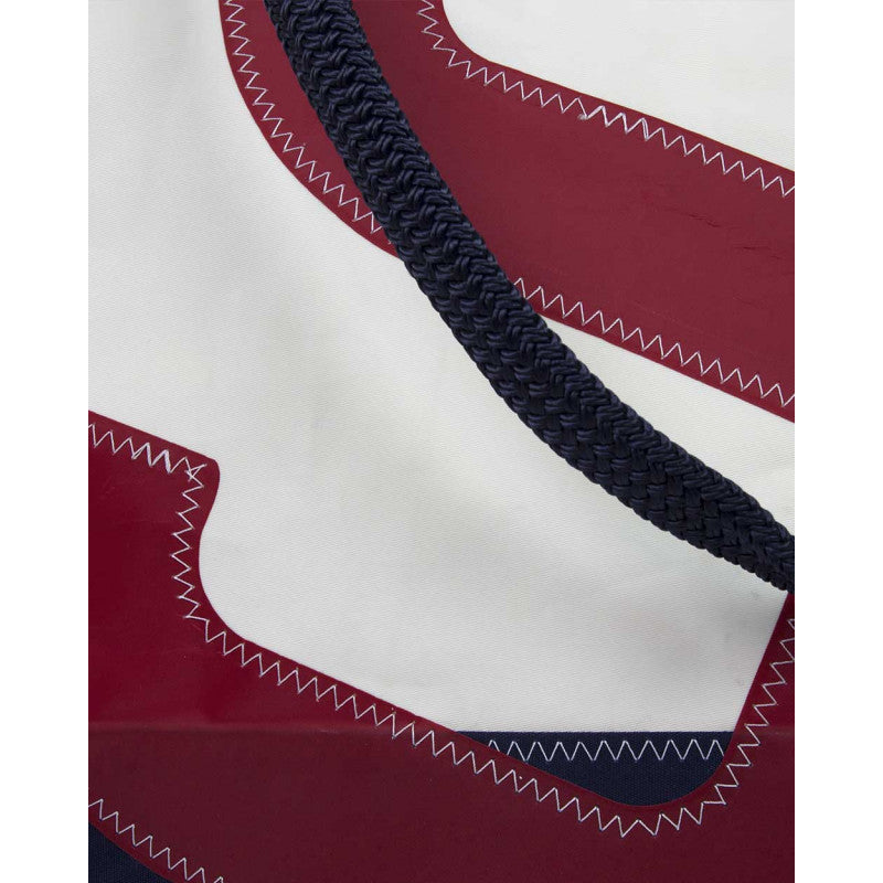 Damen Reisetasche "Carla" by 727 Sailbags / Segeltuch weiß / Boden navy / Motiv 9 rot