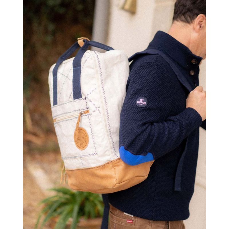 Rucksack "Wally" by 727 Sailbags / Segeltuch Belem / Boden Leder