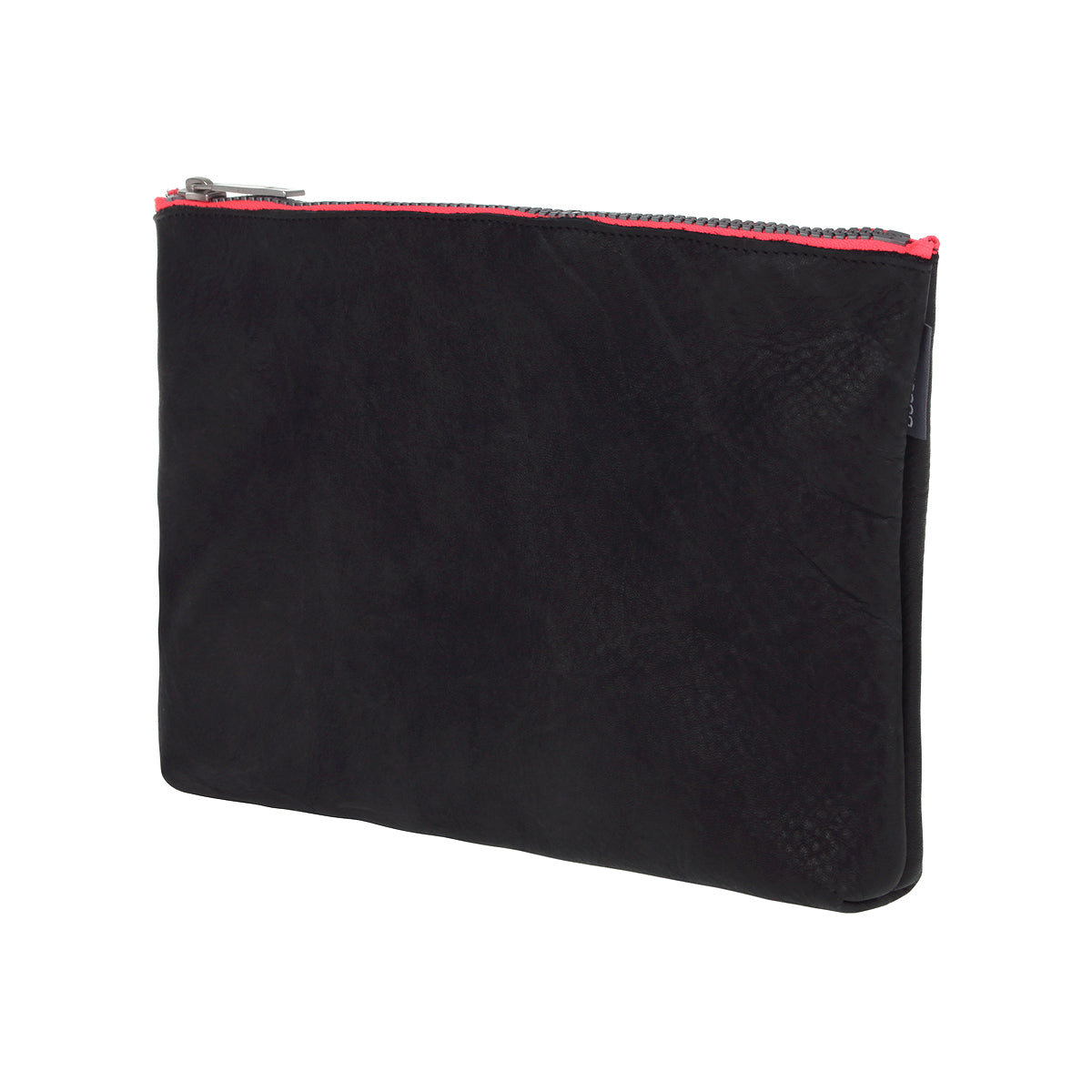 Ledertasche CANVASCO "Stuff Deer" / Hirschleder schwarz / Reißverschluss rosa