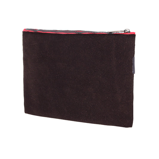Ledertasche CANVASCO "Stuff Deer" / Hirschleder braun / Reißverschluss rosa