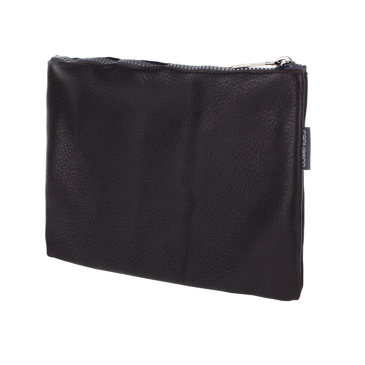 Ledertasche CANVASCO "Stuff Deer" / Hirschleder schwarz / Reißverschluss schwarz