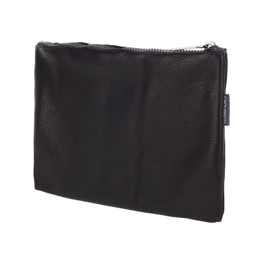 Ledertasche CANVASCO "Stuff Deer" / Hirschleder schwarz / Reißverschluss schwarz