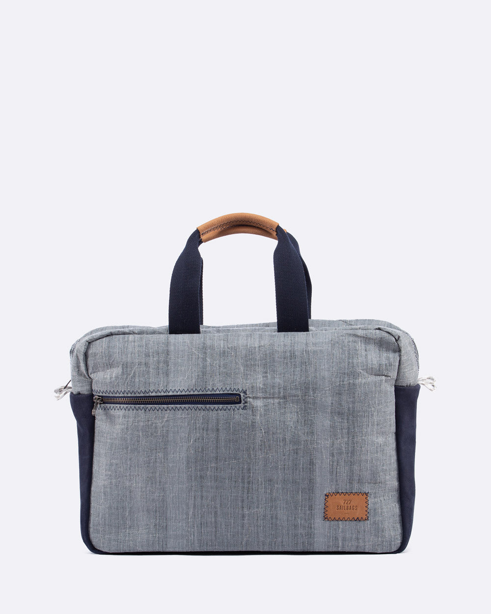 Businesstasche by 727 Sailbags / Segeltuch grau / Boden navy