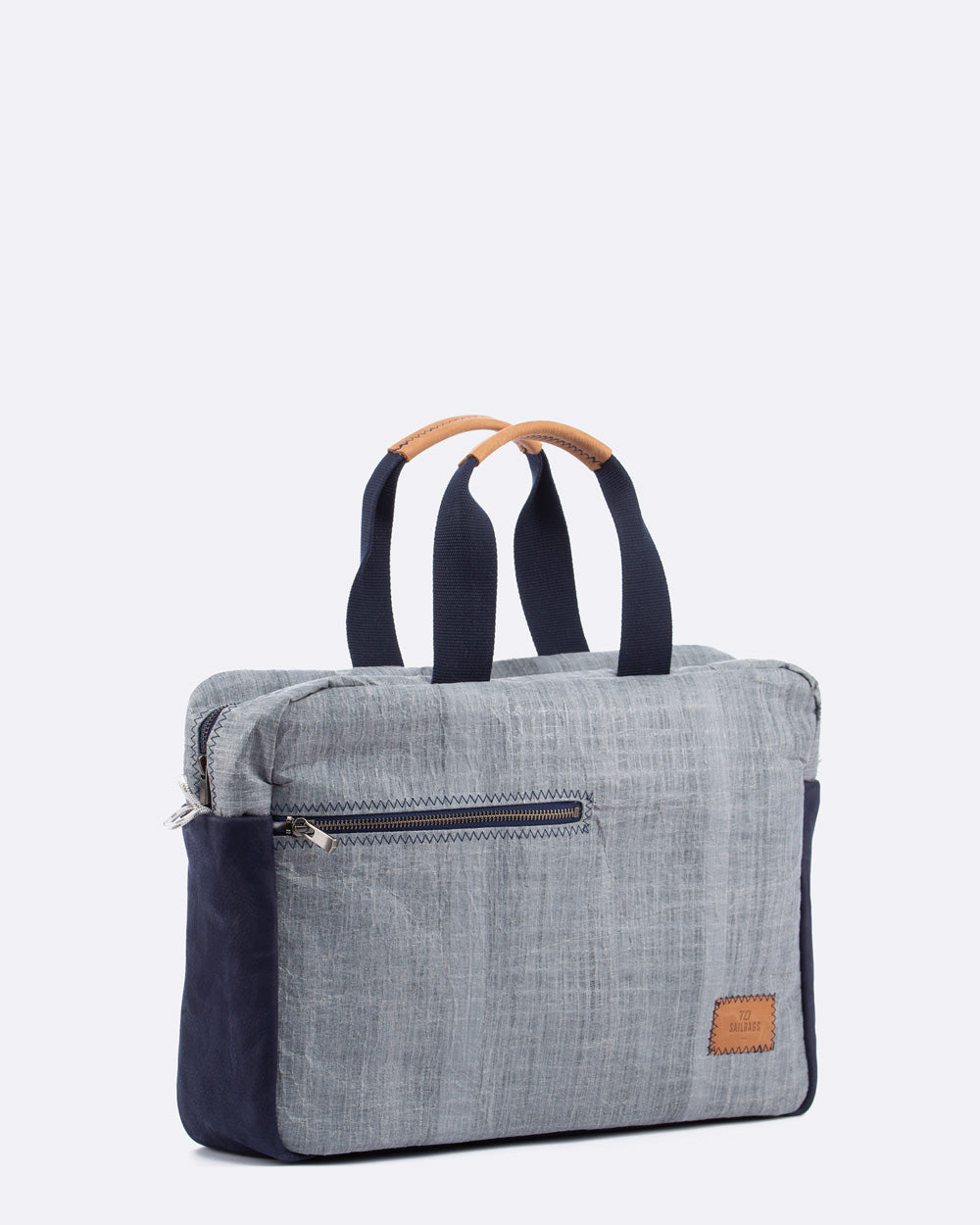 Businesstasche by 727 Sailbags / Segeltuch grau / Boden navy