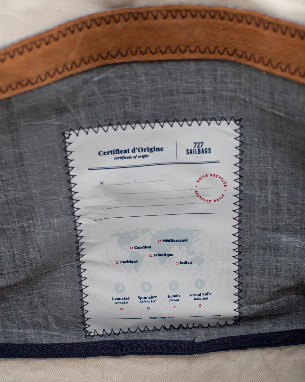 Businesstasche by 727 Sailbags / Segeltuch grau / Boden navy