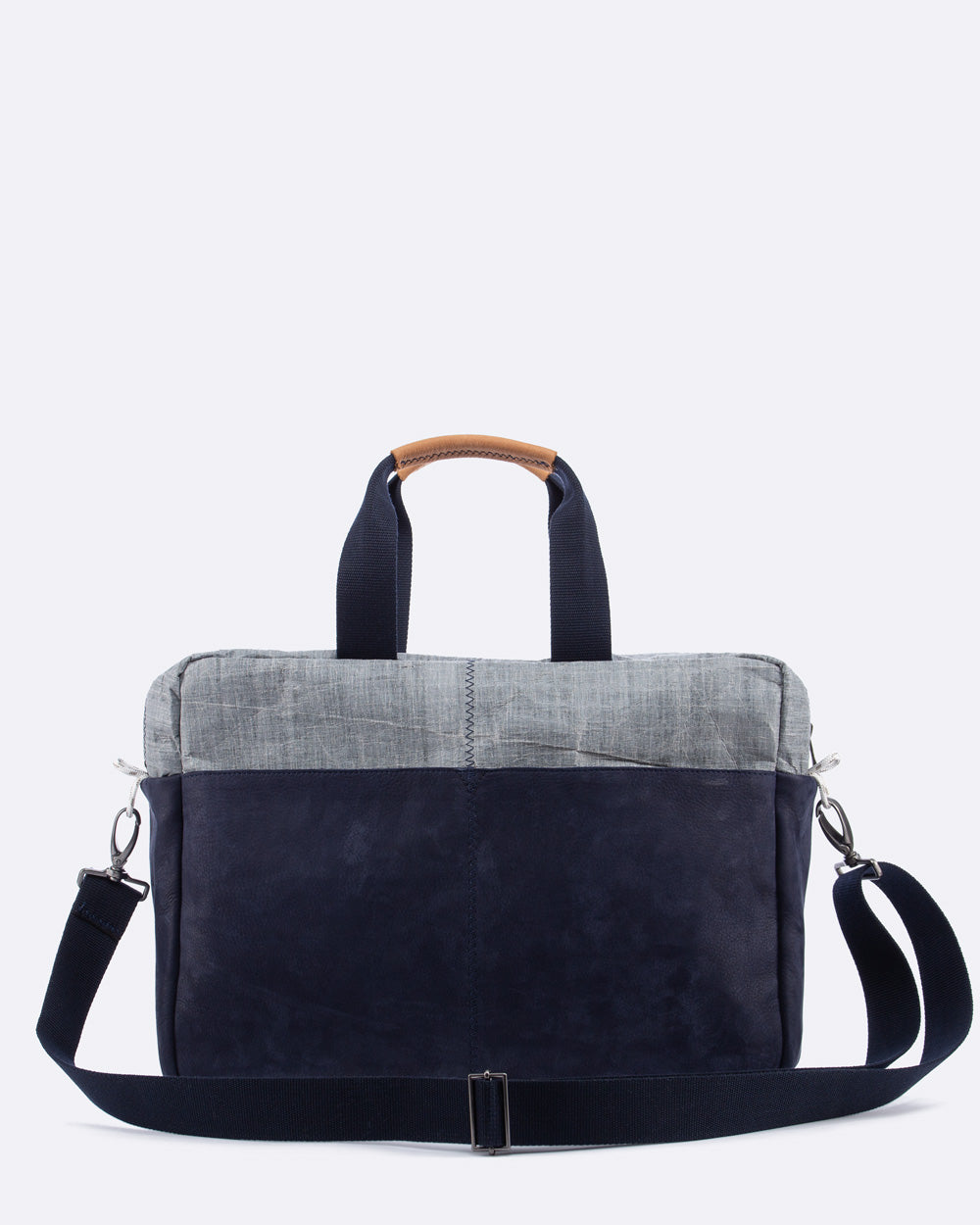Businesstasche by 727 Sailbags / Segeltuch grau / Boden navy