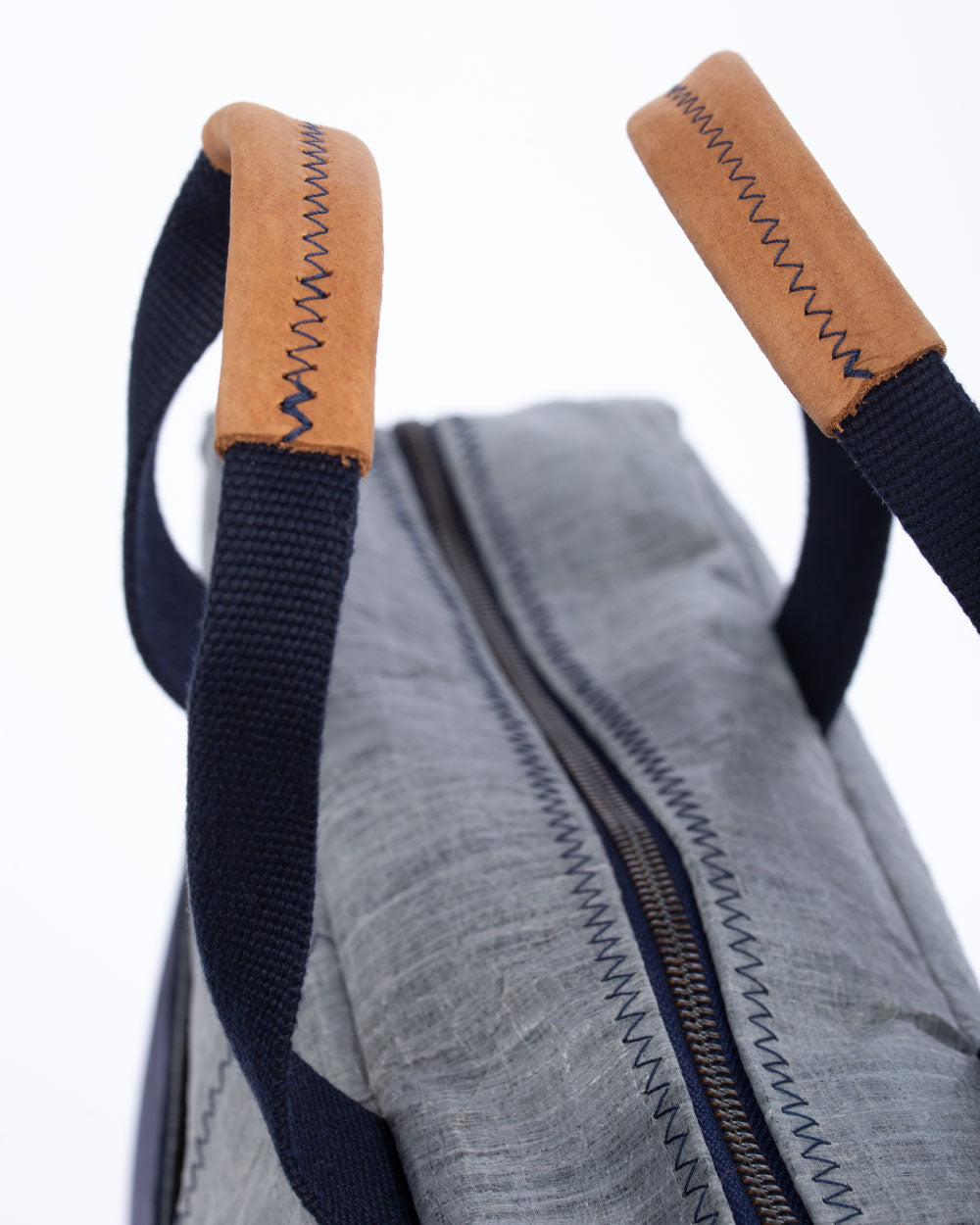 Businesstasche by 727 Sailbags / Segeltuch grau / Boden navy