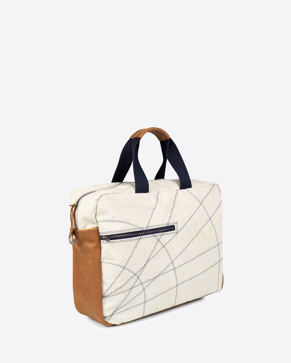 Businesstasche by 727 Sailbags / Segeltuch weiß / Leder Belem
