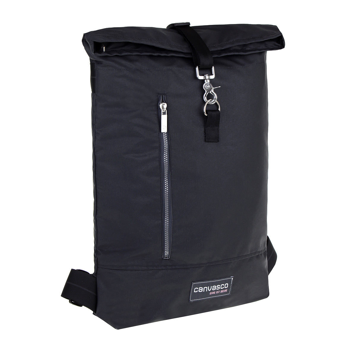 Rucksack CANVASCO "Wanda" / Segeltuch schwarz / Reißverschluss schwarz / Boden schwarz