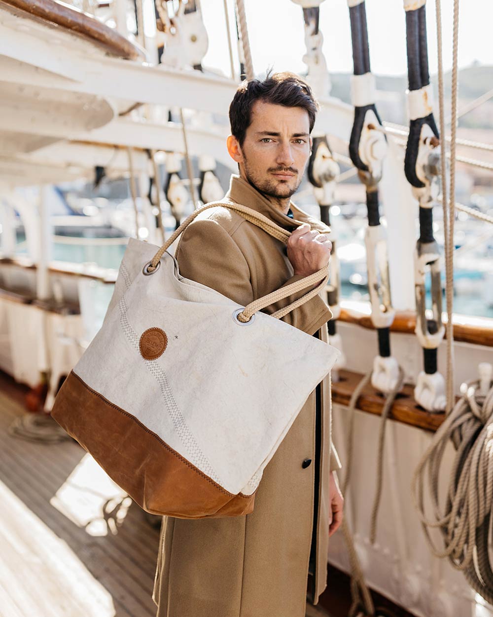Damen Reisetasche "Carla" by 727 Sailbags / Segeltuch Belem / Boden Leder