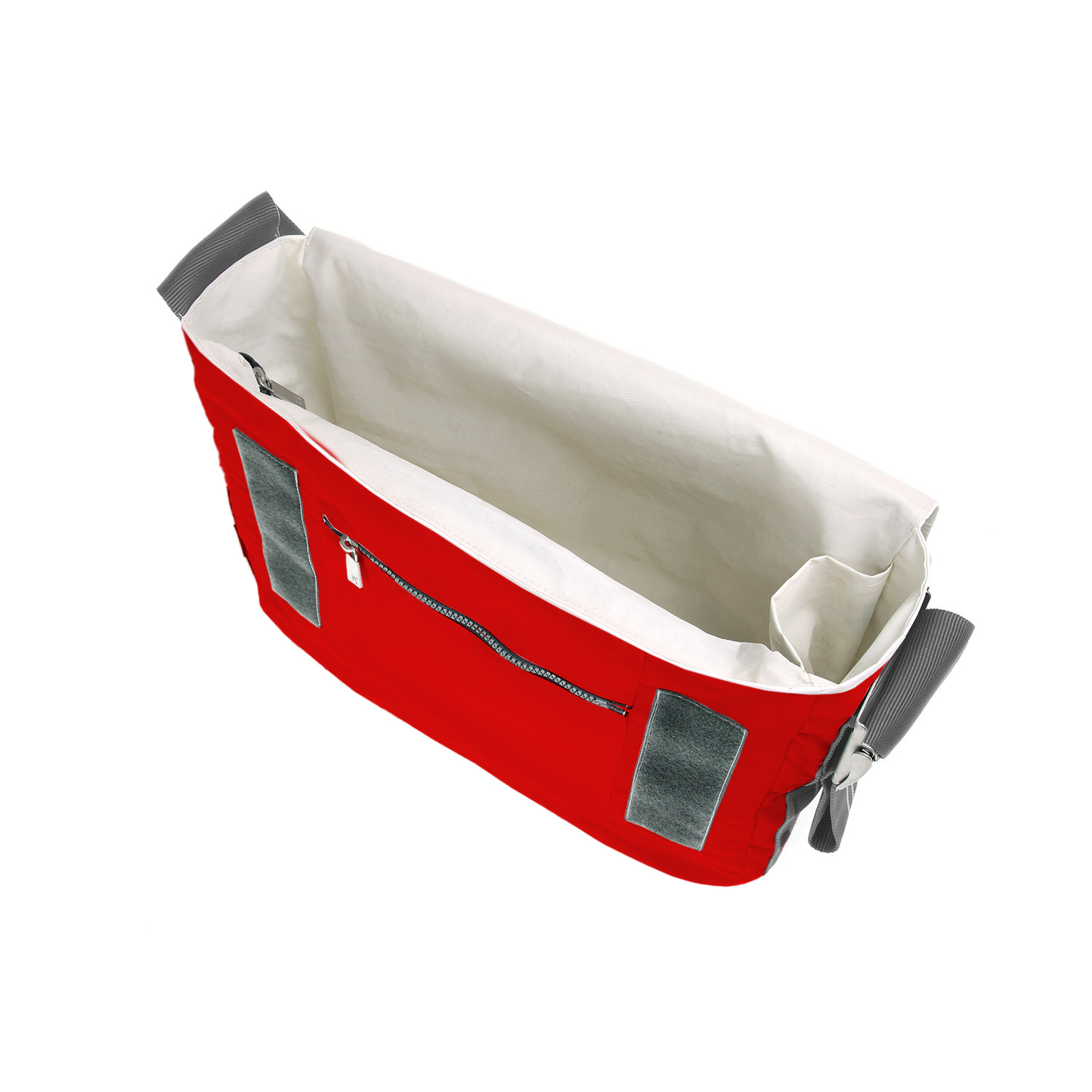 Umhängetasche CANVASCO "Urban" / Segeltuch rot / Gurt grau-weiß / Motiv 93 blau