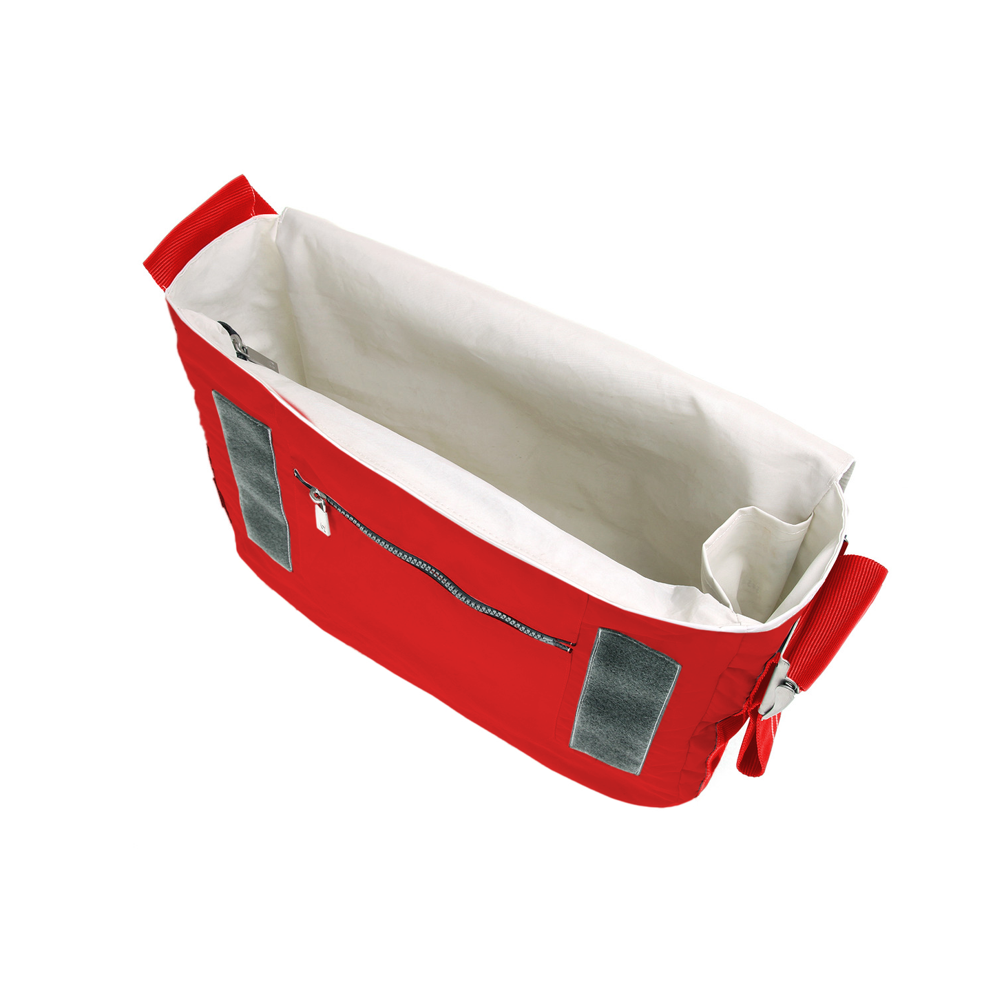 Umhängetasche CANVASCO "Urban" / Segeltuch rot / Gurt rot-weiß / Motiv 11 weiß