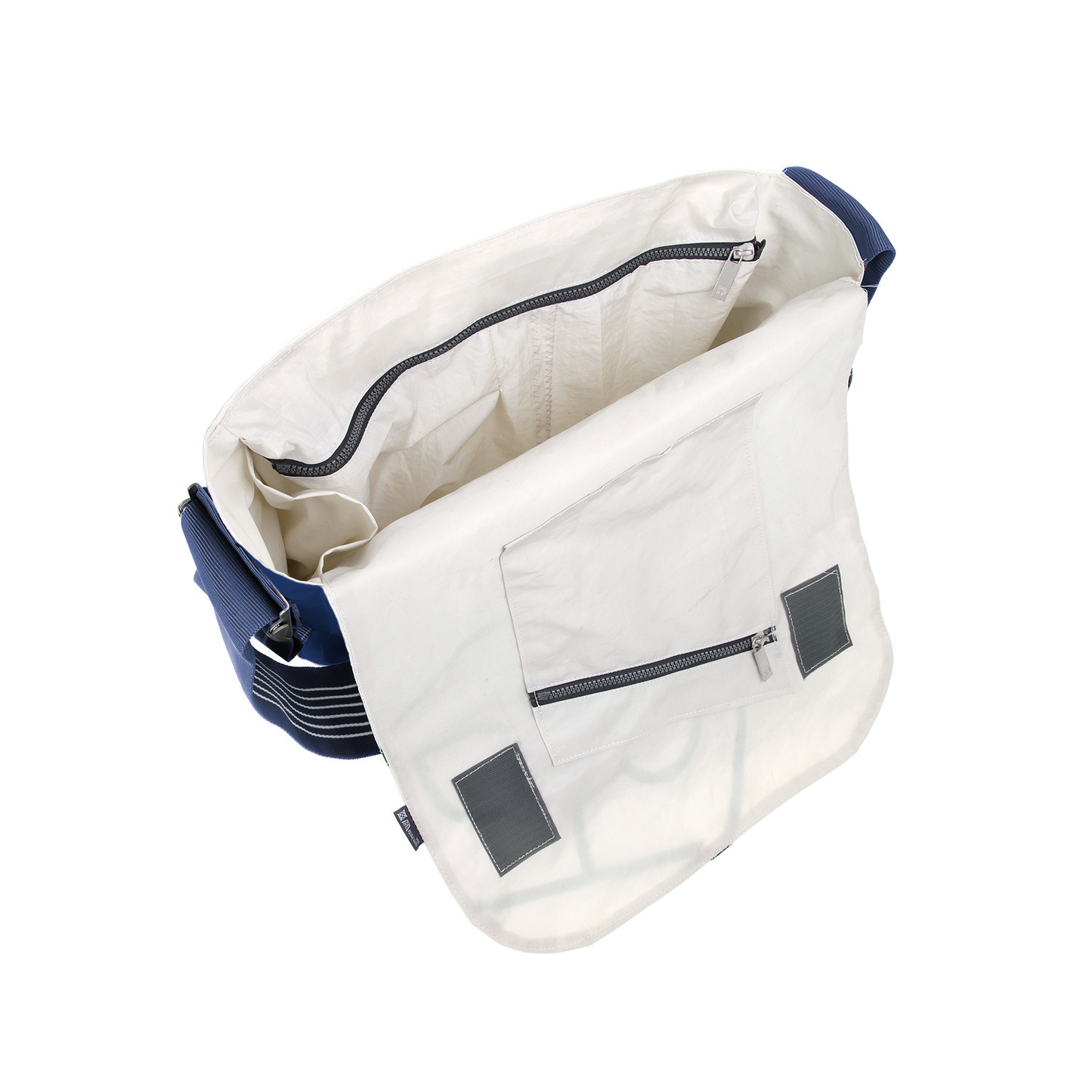 Umhängetasche CANVASCO "Urban" / Segeltuch blau / Gurt blau-weiß / Motiv 3 blau