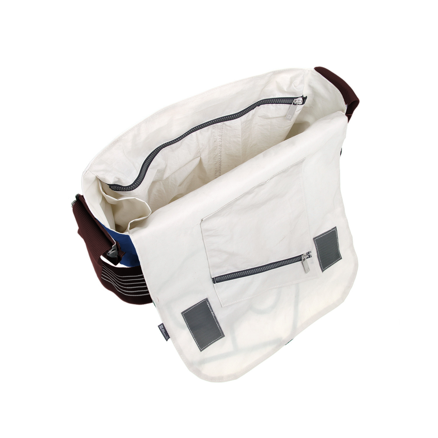 Umhängetasche CANVASCO "Urban" / Segeltuch blau / Gurt braun-weiß / Motiv 83 blau