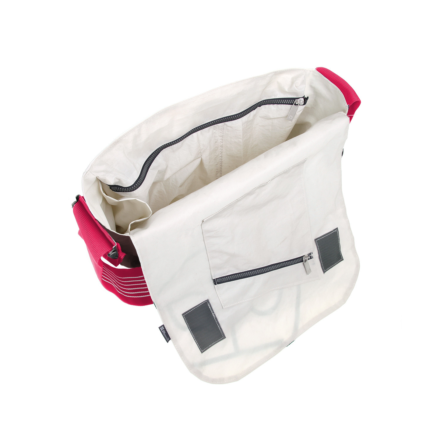 Umhängetasche CANVASCO "Urban" / Segeltuch schoko / Gurt himbeer-weiß / Motiv 13 braun