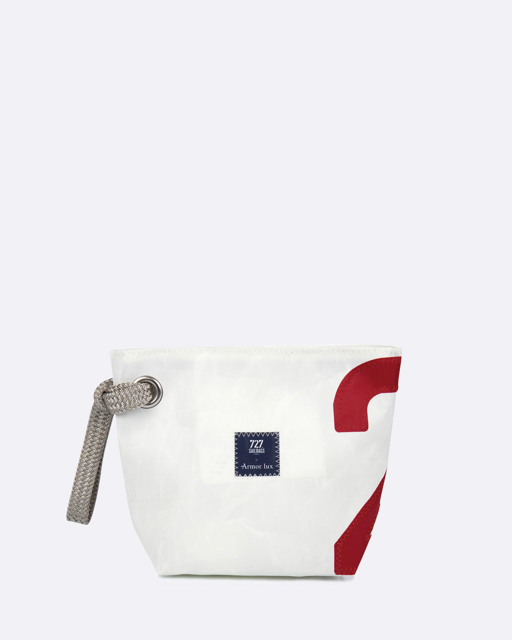 Kosmetiktasche "Die Midinette" by 727 Sailbags / Segeltuch weiß blau / Motiv 2 rot