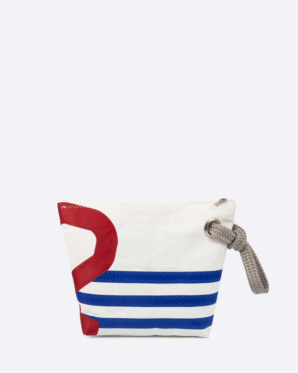 Kosmetiktasche "Die Midinette" by 727 Sailbags / Segeltuch weiß blau / Motiv 2 rot
