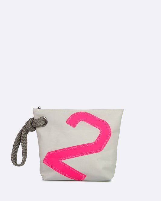 Kosmetiktasche "Die Midinette" by 727 Sailbags / Segeltuch weiß / Motiv 2 pink