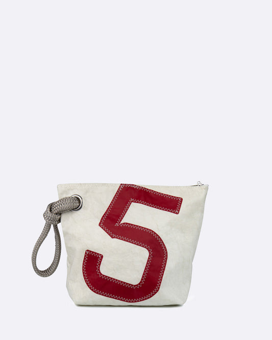 Kosmetiktasche "Die Midinette" by 727 Sailbags / Segeltuch weiß / Motiv 5 rot