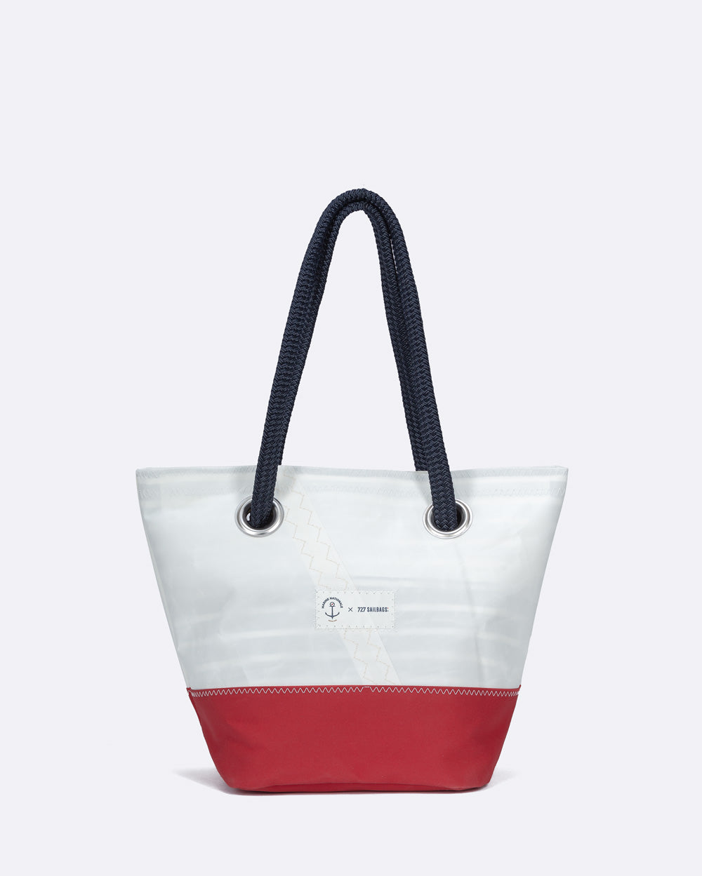 Damen Handtasche "Legende" by 727 Sailbags / Segeltuch weiß / Boden rot