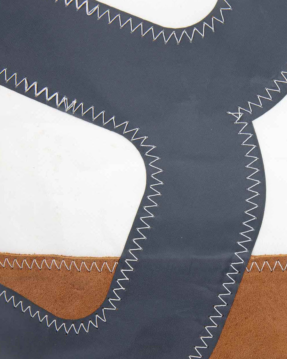 Damen Handtasche "Sandy" by 727 Sailbags / Segeltuch weiß / Boden Leder / Motiv 8 schwarz
