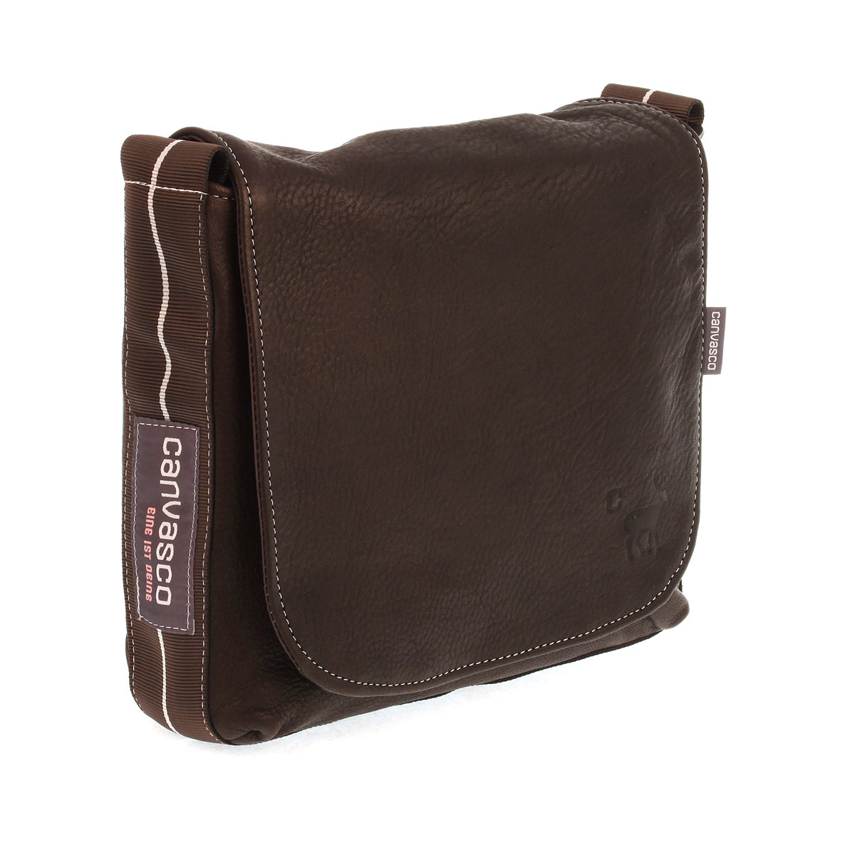 Ledertasche CANVASCO "Mini Deer" / Hirschleder braun / Gurt braun-weiß