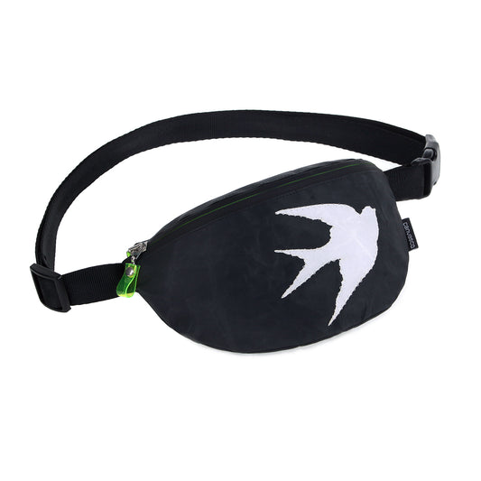 Bauchtasche CANVASCO "Hipbag" / Segeltuch schwarz / Gurt schwarz / Motiv Möwe weiß