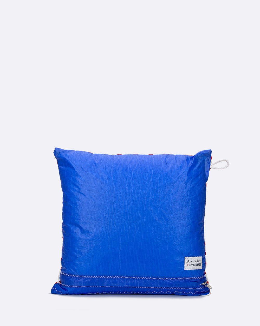Sofakissen 40 x 40 cm by 727 Sailbags / Segeltuch weiß rot / Motiv 3 blau