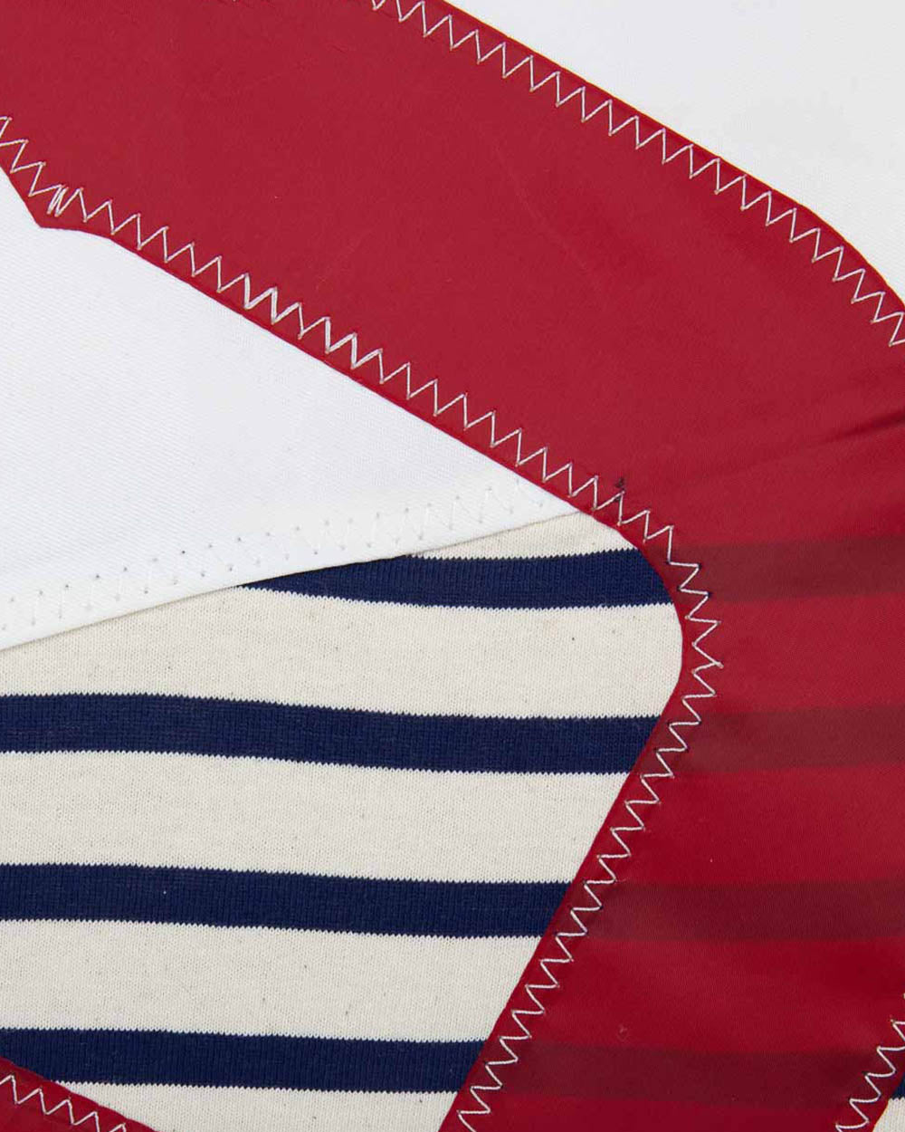 Sofakissen 50 x 50 cm by 727 Sailbags / Segeltuch weiß blau / Motiv 5 rot