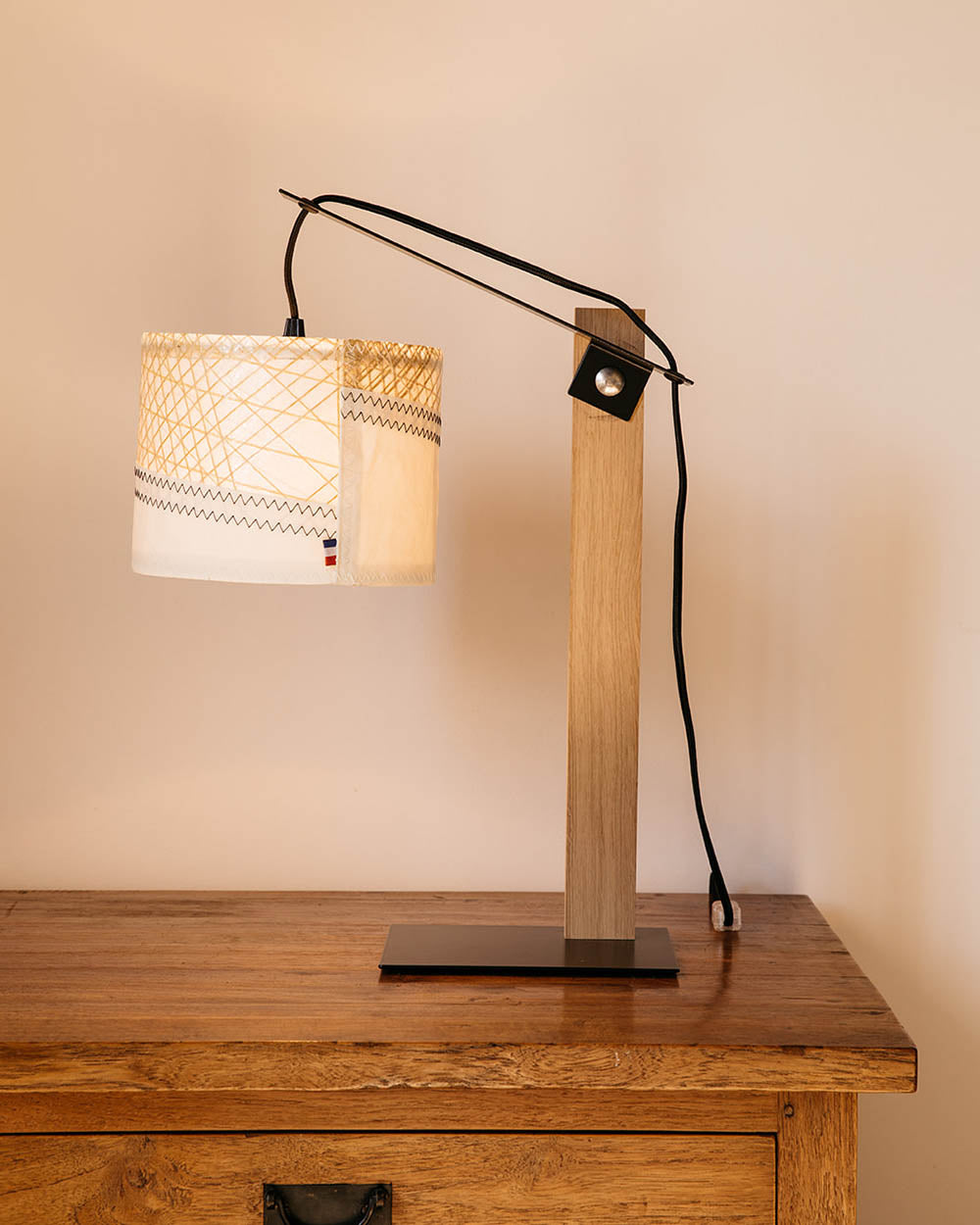 Schreibtischlampe by 727 Sailbags / Segeltuch weiß gold