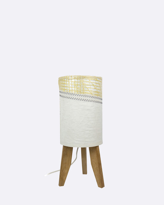 Kleine Säulenlampe by 727 Sailbags / Segeltuch weiß gold