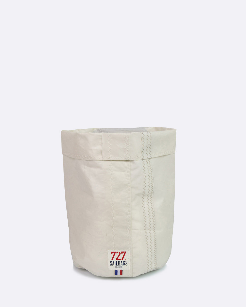 Wäschekorb Wäschetonne "Petit" by 727 Sailbags / Segeltuch weiß / Motiv 3 blau