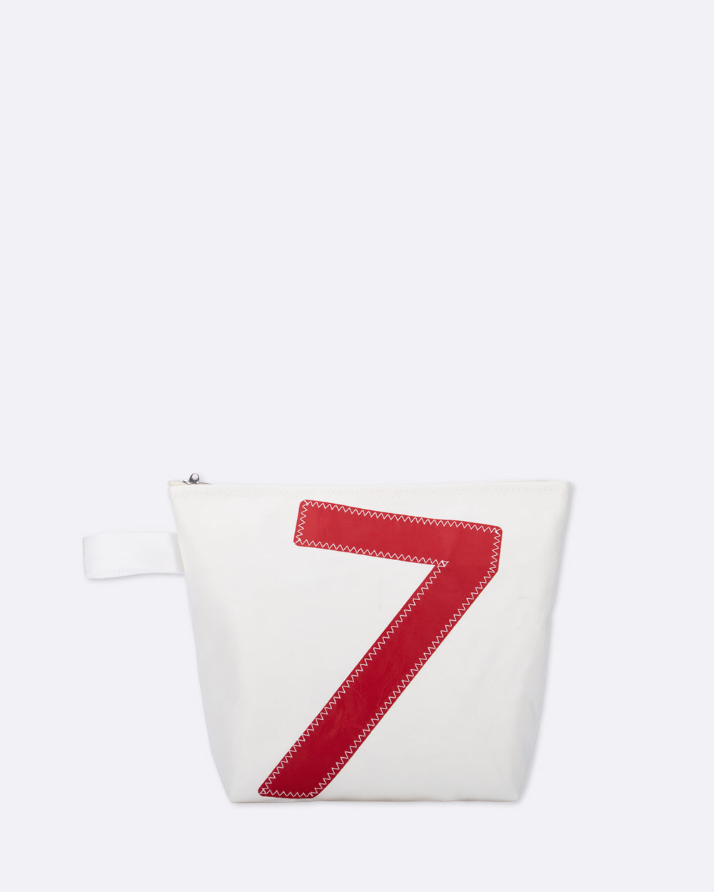 Kosmetiktasche "Classique" by 727 Sailbags / Segeltuch weiß / Motiv 7 rot