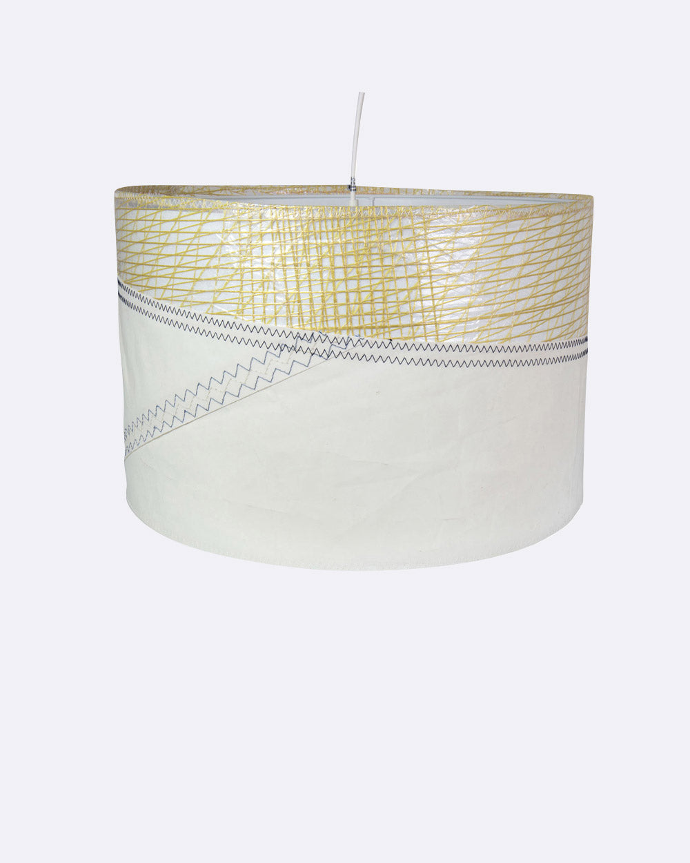 Hängelamep Deckenlampe Ø 48 cm by 727 Sailbags / Segeltuch weiß gold