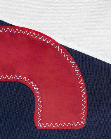 Liegestuhl Sonnenliege "Relax" by 727 Sailbags / Segeltuch weiß navy / Motiv 423 rot
