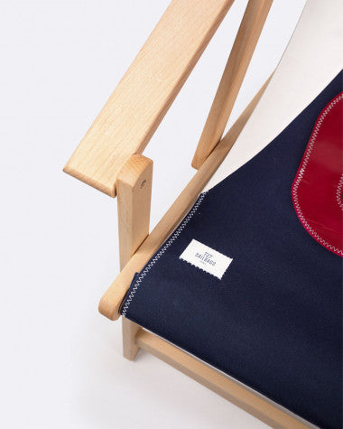 Liegestuhl Sonnenliege "Relax" by 727 Sailbags / Segeltuch weiß navy / Motiv 423 rot