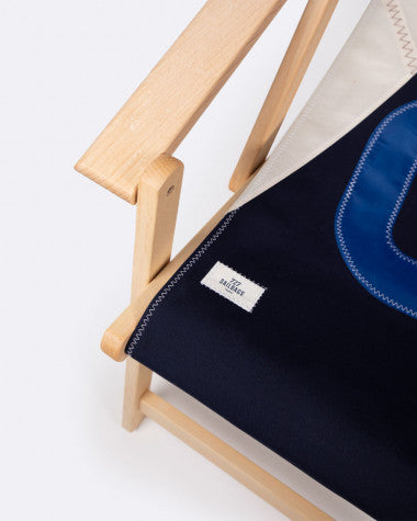 Liegestuhl Sonnenliege "Relax" by 727 Sailbags / Segeltuch weiß navy / Motiv 948 blau