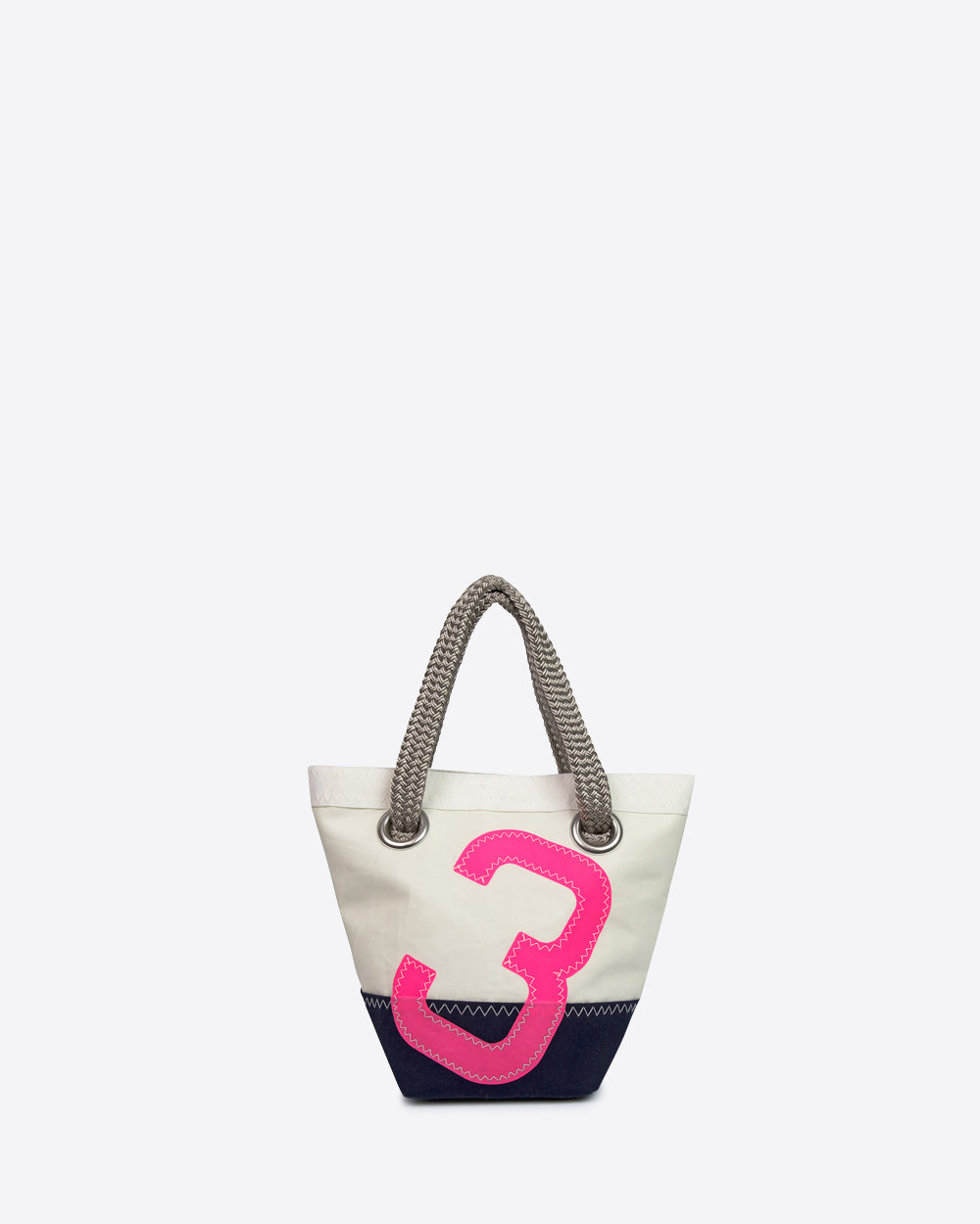Kindertasche "Legende Mini" by 727 Sailbags / Segeltuch weiß / Boden blau / Motiv 3 pink