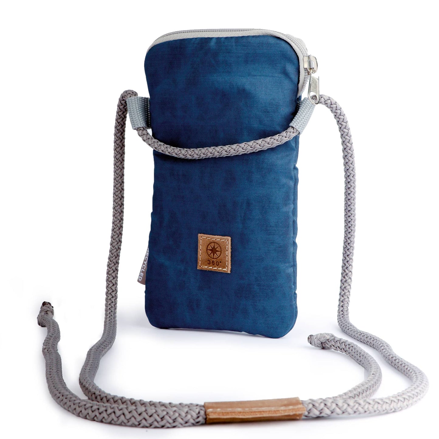 Handytasche 360 Grad "Nautik Lütt" / Segeltuch blau weiß / Motiv Zufallszahl rot