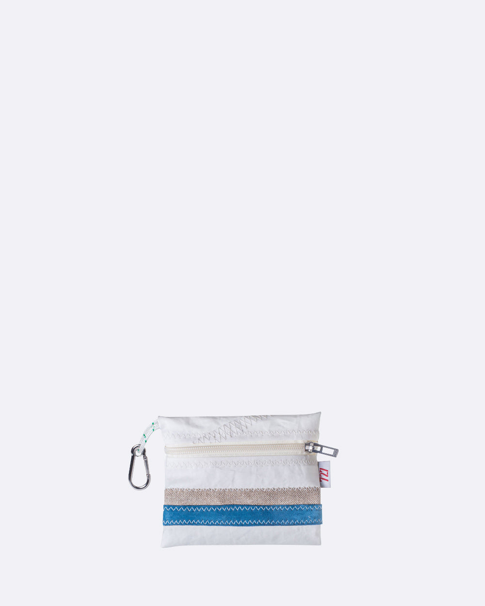 Geldbörse Geldbeutel "Pocket" by 727 Sailbags / Segeltuch weiß / Leder blau / Leinen