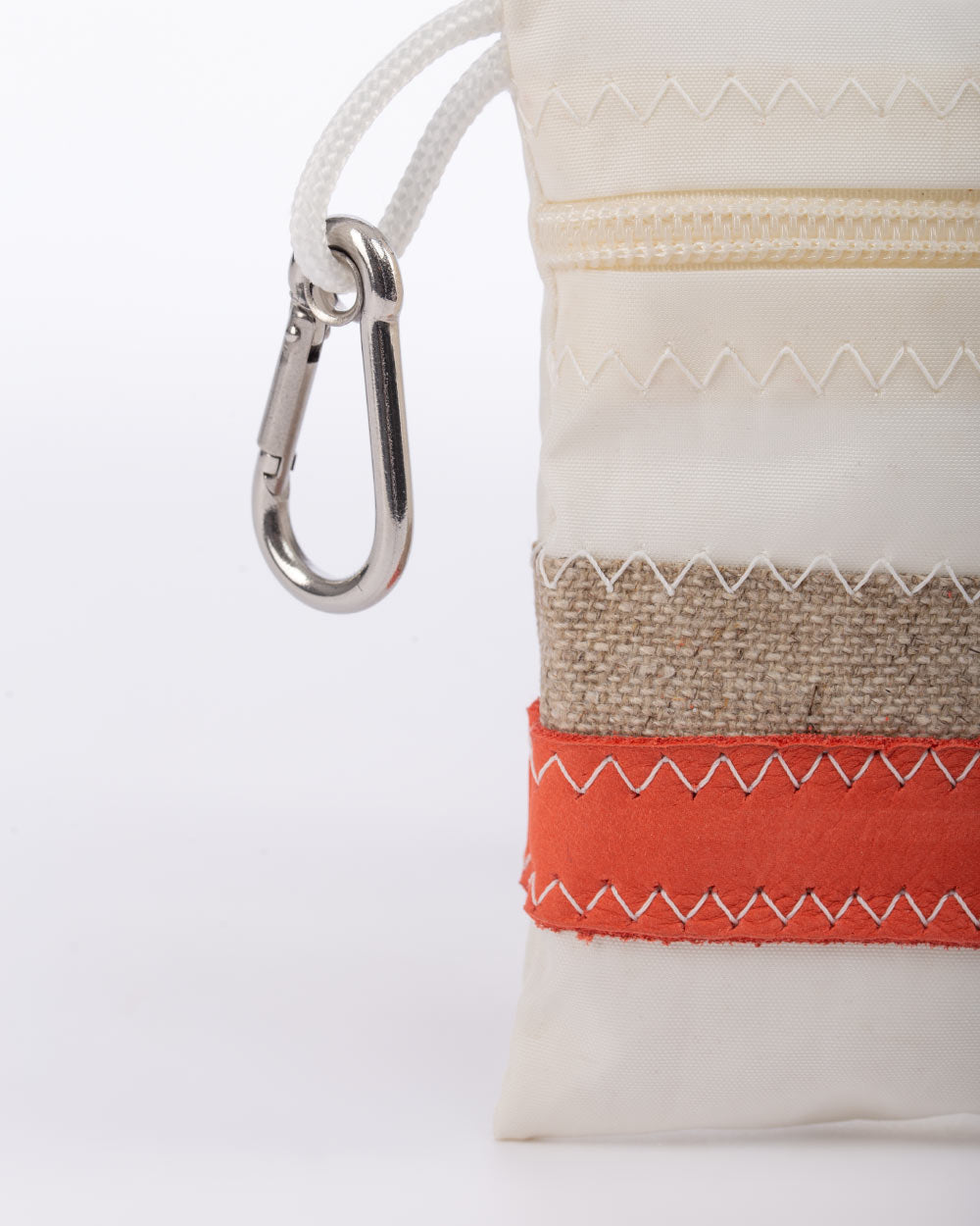 Geldbörse Geldbeutel "Pocket" by 727 Sailbags / Segeltuch weiß / Leder rot / Leinen