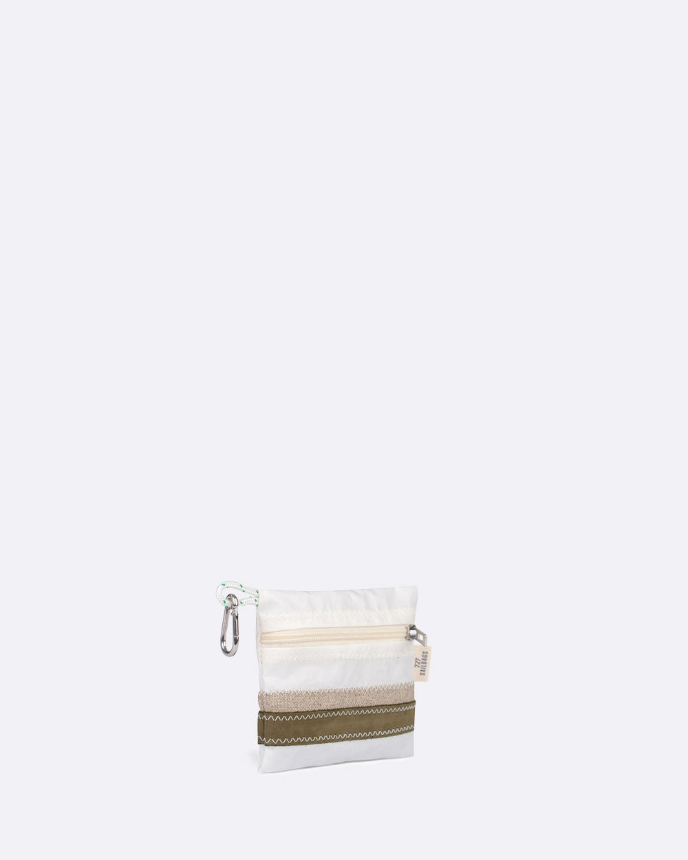 Geldbörse Geldbeutel "Pocket" by 727 Sailbags / Segeltuch weiß / Leder khaki / Leinen