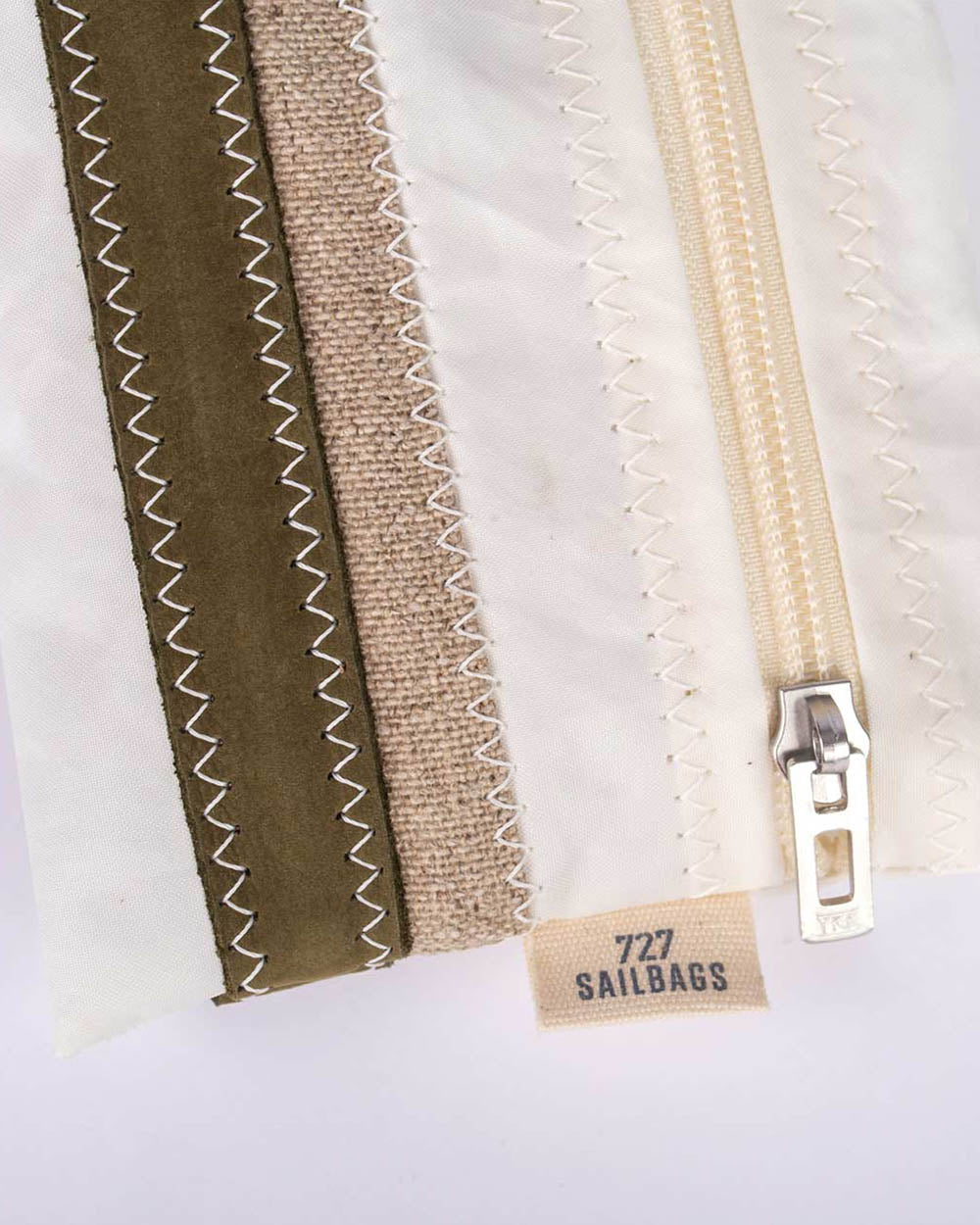Geldbörse Geldbeutel "Pocket" by 727 Sailbags / Segeltuch weiß / Leder khaki / Leinen