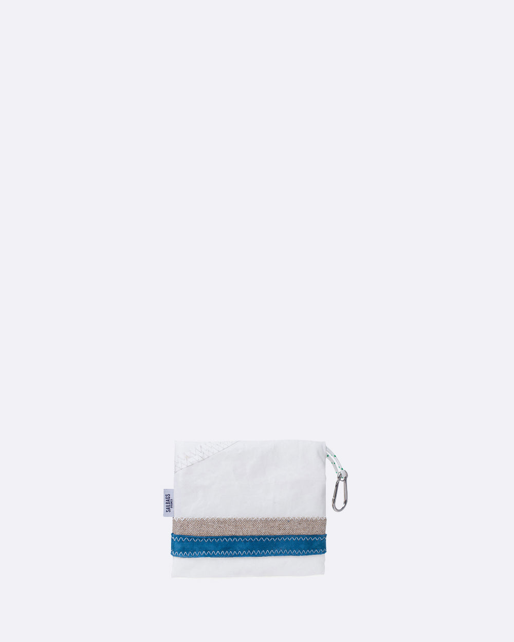 Geldbörse Geldbeutel "Pocket" by 727 Sailbags / Segeltuch weiß / Leder blau / Leinen
