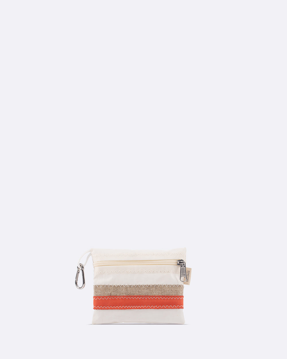 Geldbörse Geldbeutel "Pocket" by 727 Sailbags / Segeltuch weiß / Leder rot / Leinen