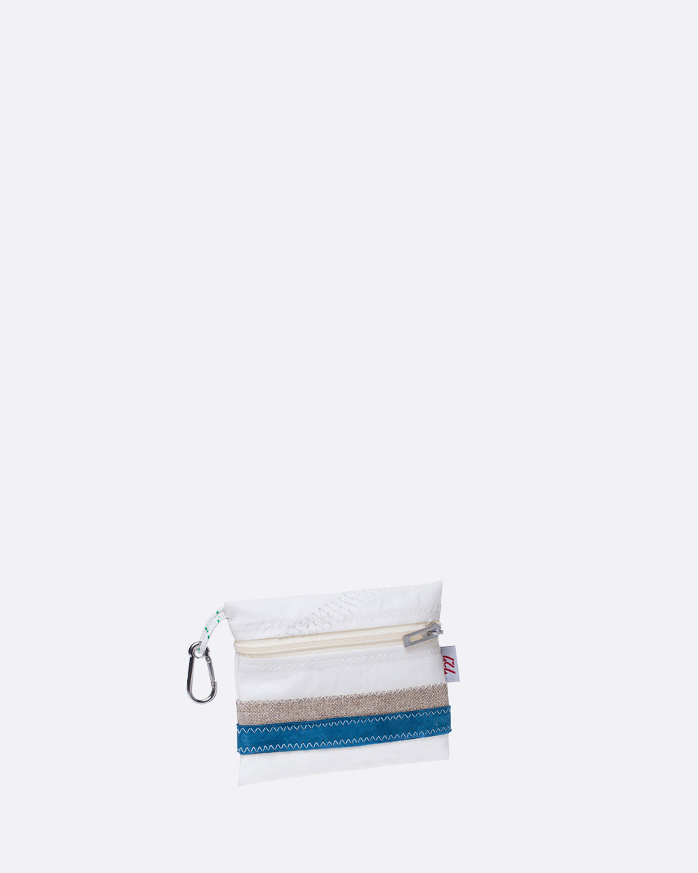 Geldbörse Geldbeutel "Pocket" by 727 Sailbags / Segeltuch weiß / Leder blau / Leinen