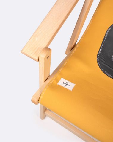 Liegestuhl Sonnenliege "Relax" by 727 Sailbags / Segeltuch weiß gelb / Motiv 259 schwarz